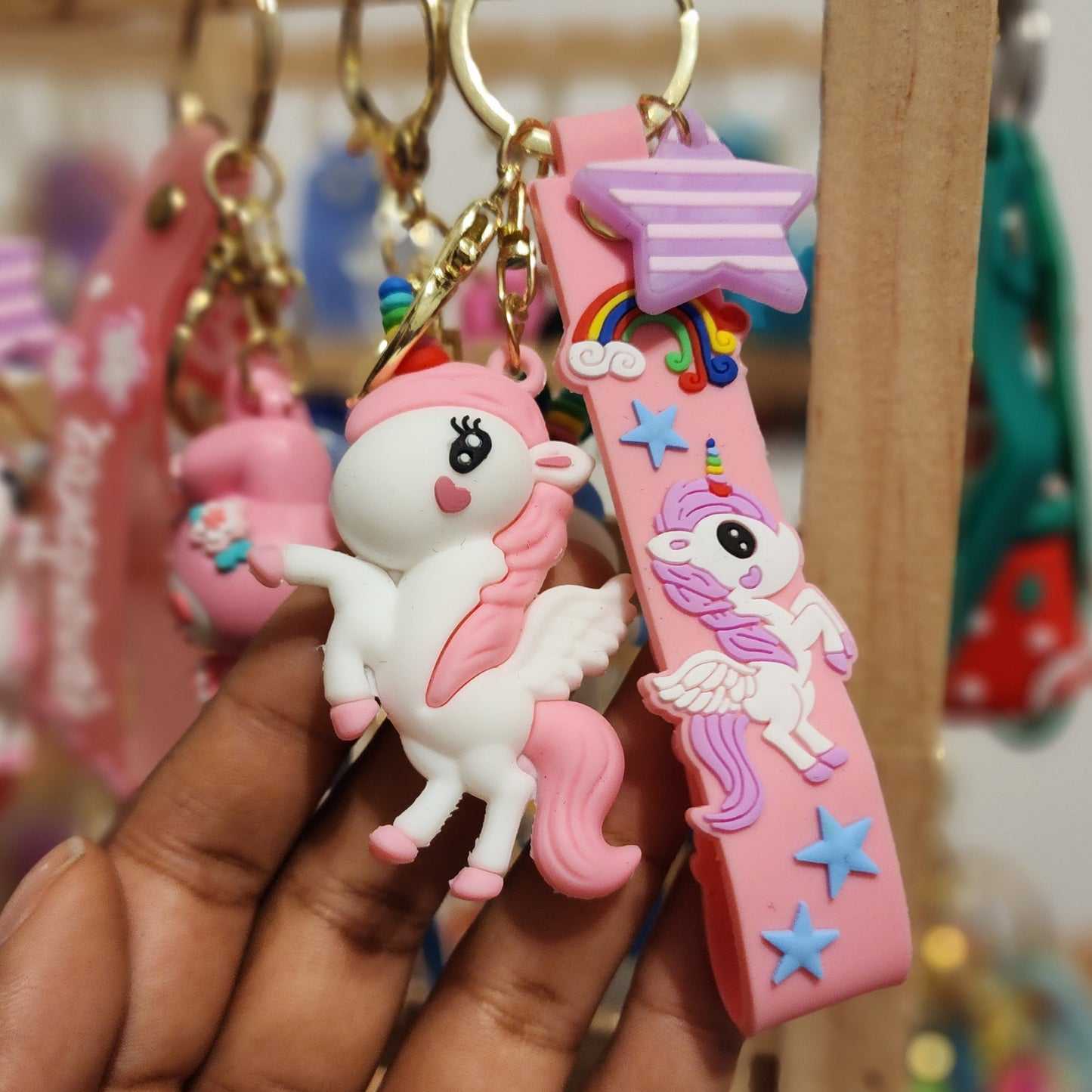 Cute Kawaii Cartoon Unicorn Keychain Keyring