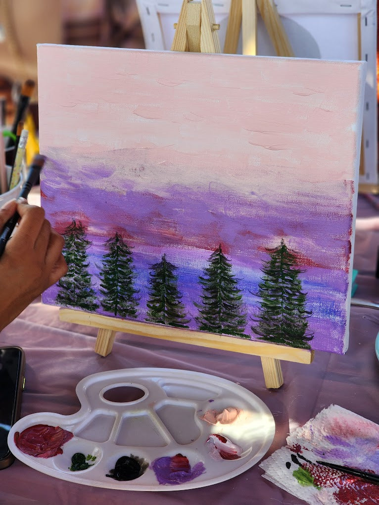 At Home Sip and Paint Kit – Canvasses, Acrylic Paint, Palette & Brushes