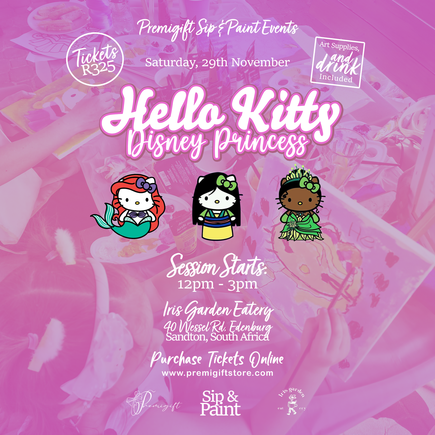 Hello Kitty Disney Princess Sip & Paint Tickets - 29 November 2025