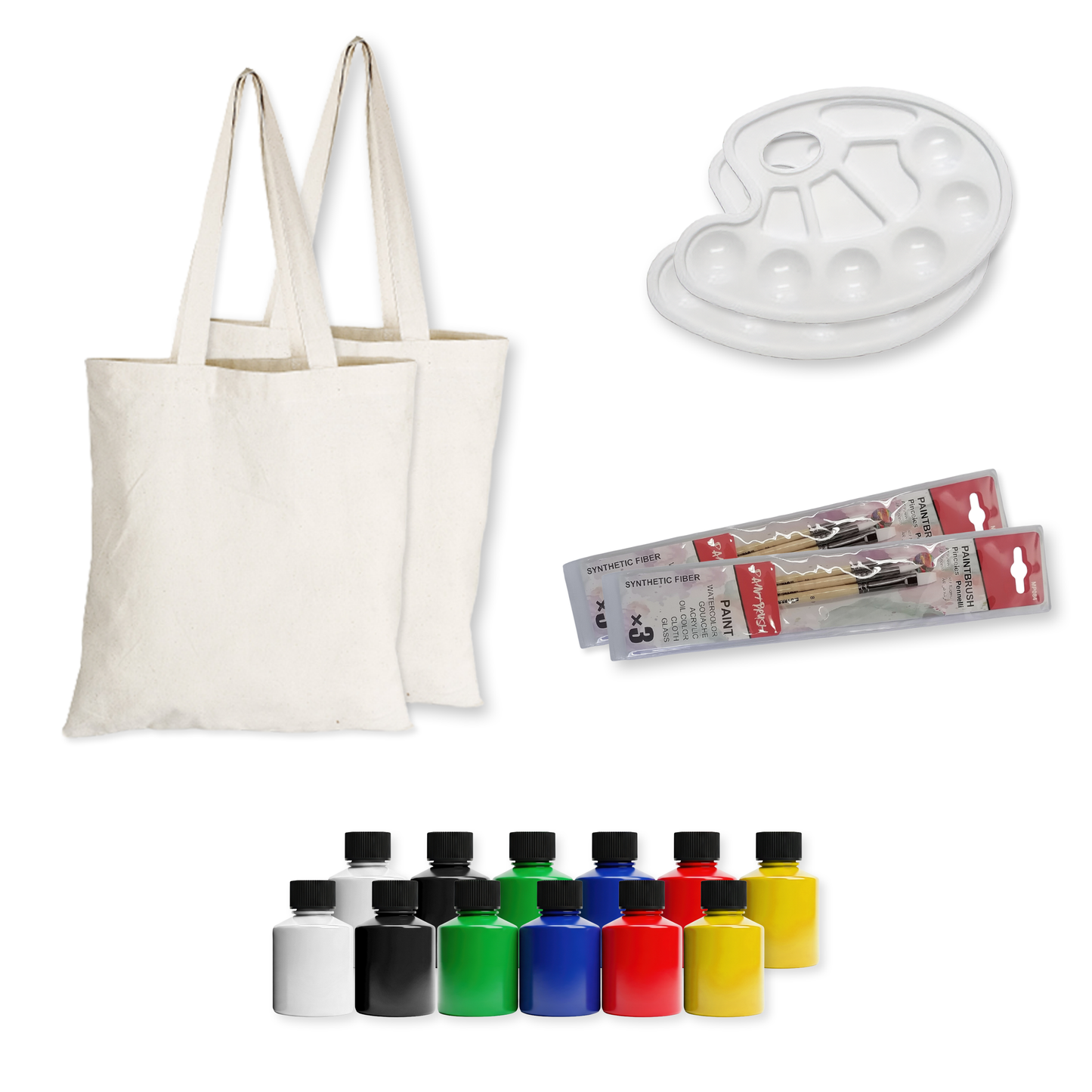 Tote Bag Sip and Paint Party Kits – Totes, Paint, Palettes & Brushes