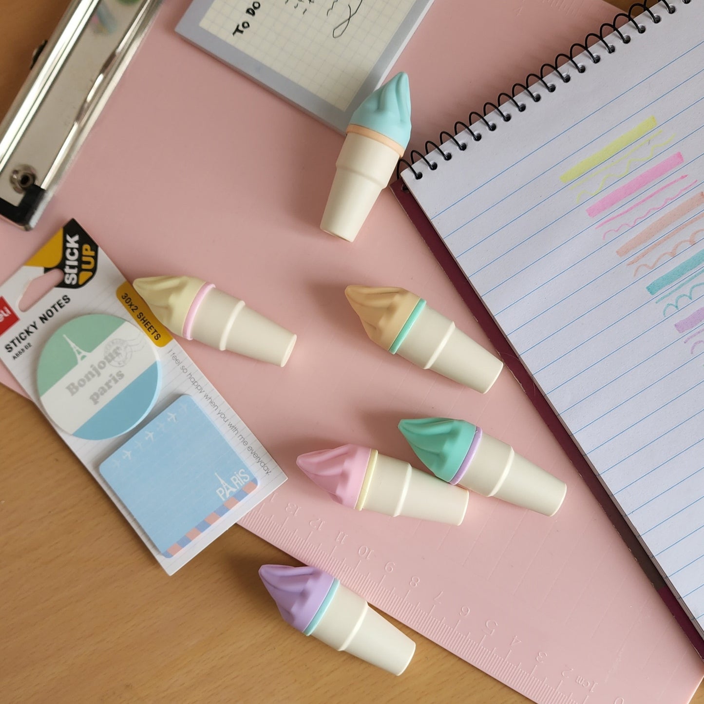 Ice Cream Cone Pastel Highlighter Set