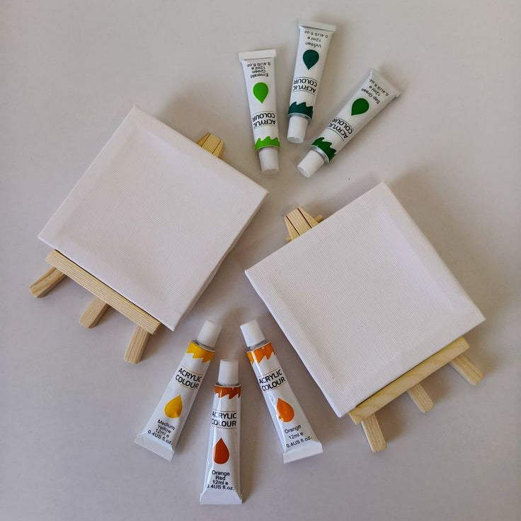 Mini Canvas Painting Kit Gift Set – Canvasses, Paint, Palette & Brushes