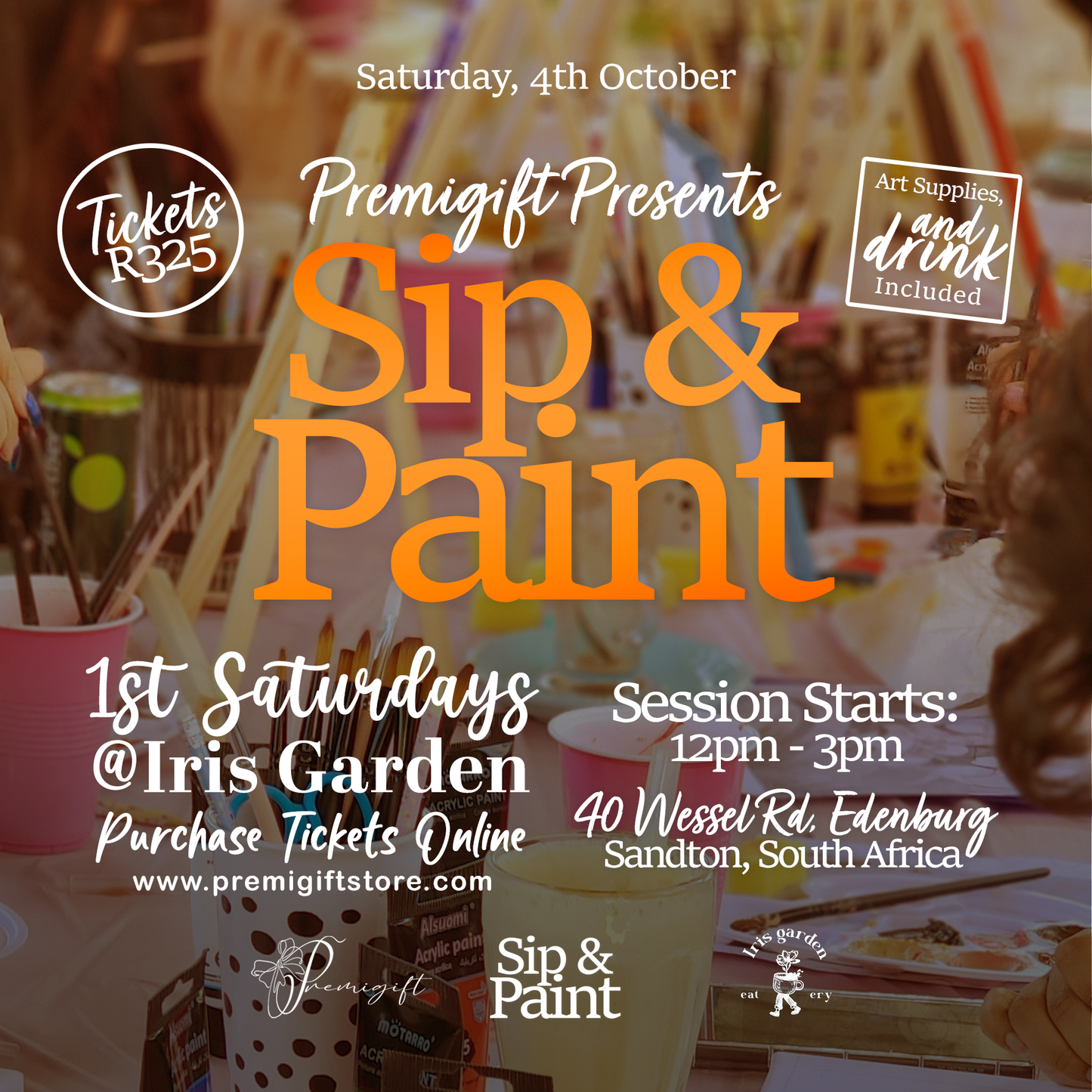 First Saturdays Sip & Paint Tickets - 4 October 2025