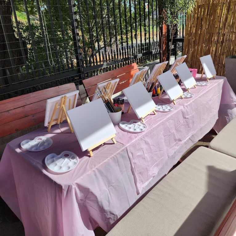 Sip and Paint Party Kit for 8 – Canvases, Acrylic Paint, Palettes & Brushes