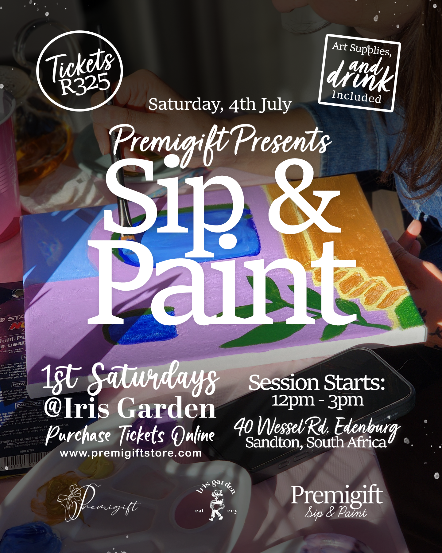 First Saturdays Sip & Paint Tickets - 4 July 2026
