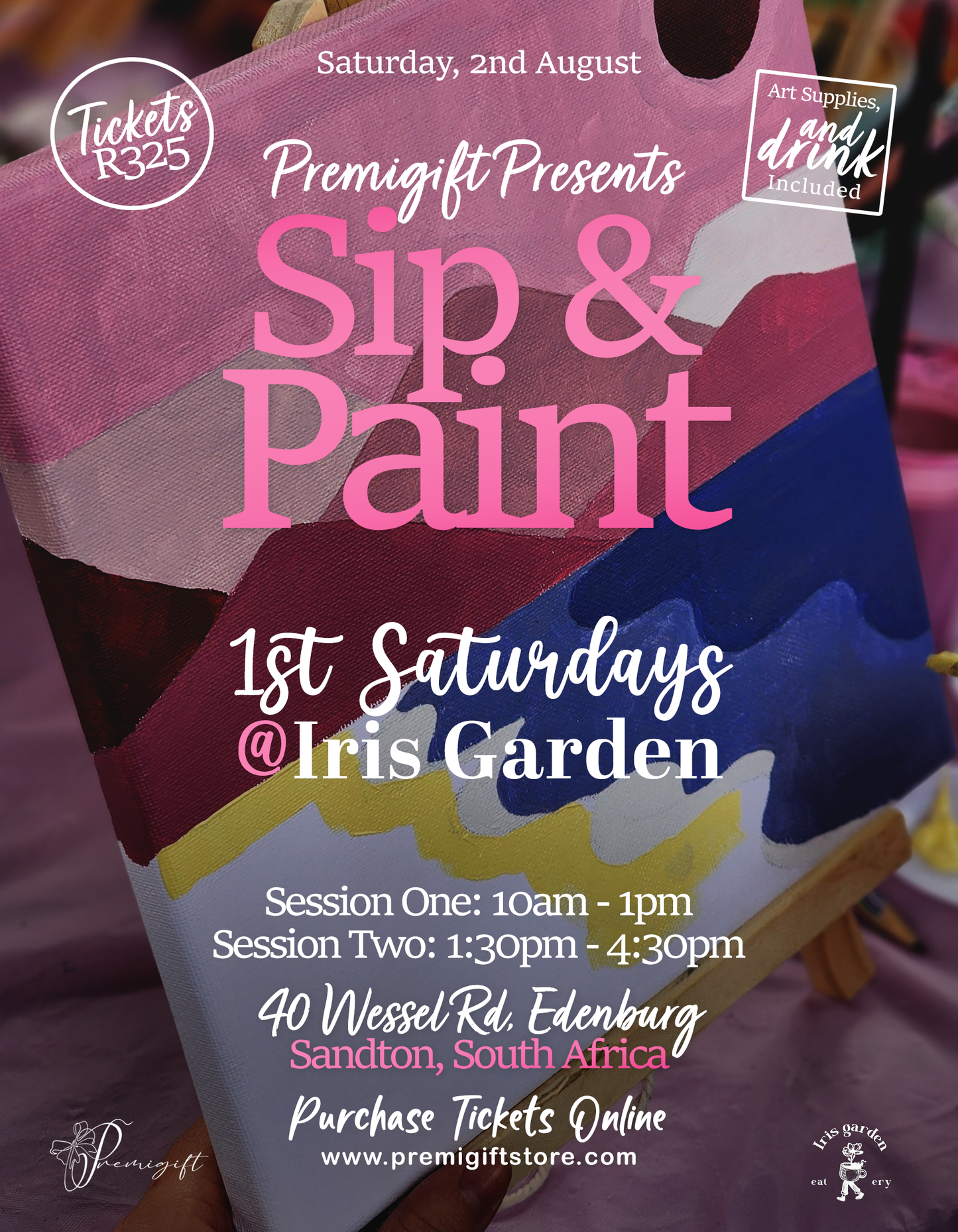 First Saturdays Sip & Paint Tickets - 2 August