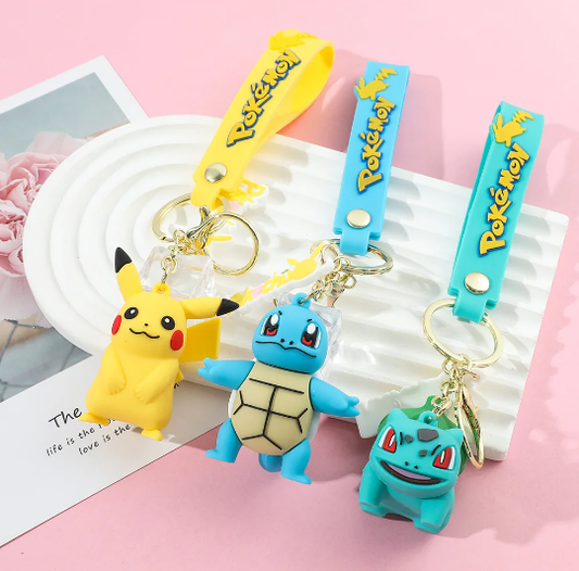 Charmander, Squirtle, Bulbasaur Pokemon Keychain Keyring Bundle